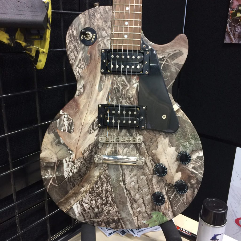 Water transfer camouflage guitar